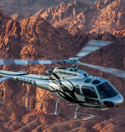 Fly over Las Vegas as your helicopter heads across the Mojave Desert towards the uniquely beautiful Valley of Fire State Park.