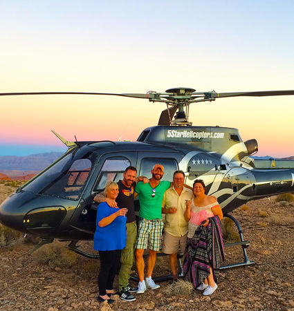 Tour includes extended above and below the rim Canyon Canyon helicopter flight with exclusive champagne landing at the Valley of Fire State Park